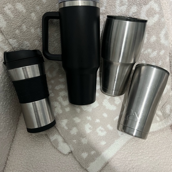 Stainless Steel and Black Travel Mugs Set - Picture 1 of 2